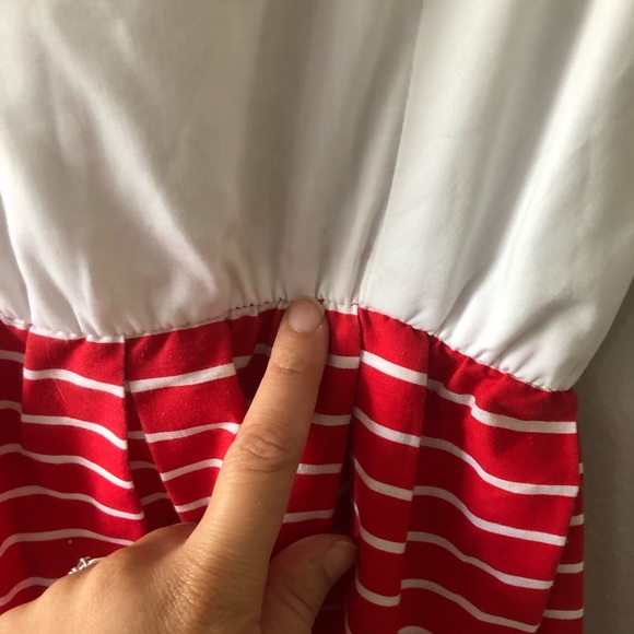 *SOLD* Vintage red white monstera print day dress - Picture 11 of 16